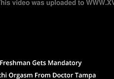 Angel Santana endures mandatory Hitachi vibrator orgasm from Tampa doctor exam