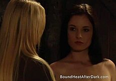 curvy lesbian slave groped licked and stripped by cruel mistress
