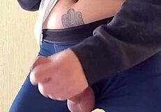 Would You Stroke This Monster Cock Closeup in Public Outdoor Exhibitionist Handjob? 