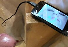 This crazy bitch strokes her monster cock for 10 days without blowing that huge load!