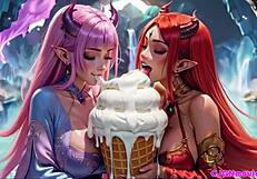 i beg queen for titty bounce kisses in sexy hentai outfit animation