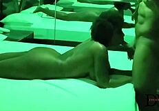 ebony couple films hot mirror room action up close