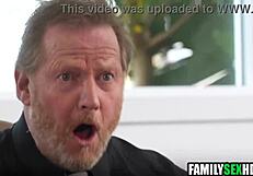 step parents team up for a wild foursome pounding their step daughters' wet pussies