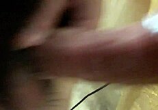 This crazy bitch strokes her monster cock for 10 days without blowing that huge load!