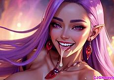 i beg queen for titty bounce kisses in sexy hentai outfit animation
