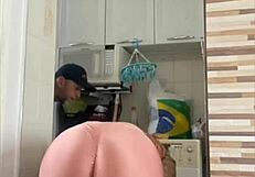 casada flashes BIG PUSSY LIPS with marido nearby