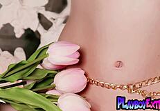redhead sophia mae strips naked blooming her shaved teen pussy