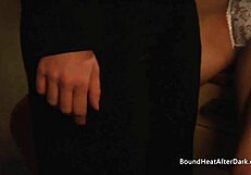 Dom Mistress Fingers Bound Slave's Ass in White Lingerie
