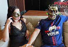 Juicy Brazilian teen rides old cuckold's monster cock moaning rough