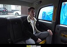 french taxi driver lady gang fucks brunette with monster cock in garage