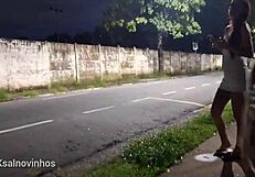 god i love risky public handjob on hot redhead at bus stop with dirty talk