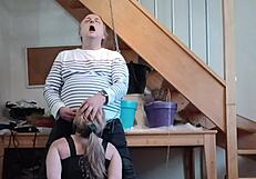 french housewife slave chained bent over for doggystyle cumshot