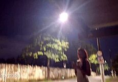 god i love risky public handjob on hot redhead at bus stop with dirty talk