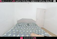 sexy jolie in bunny ears cosplay bends over for monster cock handjob doggystyle in shaved pussy vr