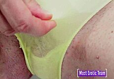 She soaks panties by pool then squirts wet pussy close-up in full piss movie