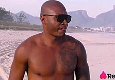 hey japinha spots huge cock on beach and drags him aside for bareback pounding