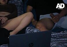 stepsiblings watch porn together, get horny and fuck without telling her boyfriend