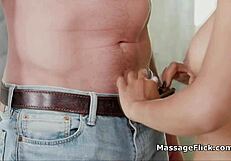 Big Titted Black Masseuse Services Cock in Shower