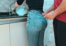 i cum hard on my maid's ass in gym clothes while washing dishes compilation