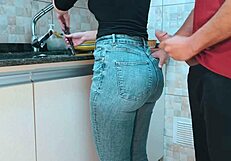 i cum hard on my maid's ass in gym clothes while washing dishes compilation