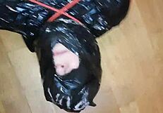 larve sophie all chained up and submissive in her momified bondage session today