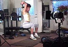 Redhead milf Maria Shadoes petite natural tits gym workout bts photoshoot homemade backstage