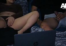 stepsiblings watch porn together, get horny and fuck without telling her boyfriend