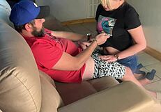 omg my roommate caught me stroking then begged to fuck my cock till she squirts