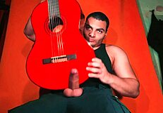 check out this chinese bodybuilder grinding her yamaha guitar on monster cock