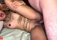 cutie in naughty threesome with cuckold boyfriend and hot friend