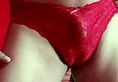 sexy mexican babe dances in red lace panties and bra with dildo tease