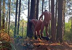 gifted friend rams cuckold's wife in wild woods fuck