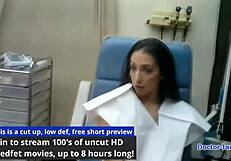 Stefania Mafra spreads tanned tits and ass for Dr Tampa's latex nurse physical backstage.