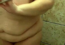 curvy bbw wife soaps big ass and natural tits in steamy shower