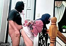 hey pretty muslim hijab sister-in-law, tied up at staircase while i punish that cheating wife slut!
