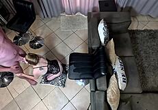 i can't resist this mature whore's butterfly pussy in fishnets on chair