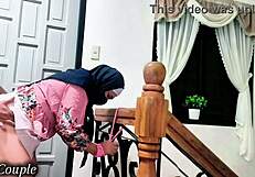 hey pretty muslim hijab sister-in-law, tied up at staircase while i punish that cheating wife slut!