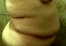 curvy bbw wife soaps big ass and natural tits in steamy shower