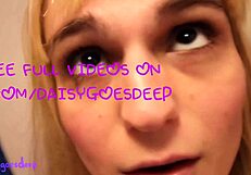 blonde with dilated eyes masturbates huge buttplug deep in ass