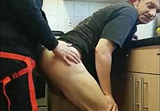 shy girl pegs small cock boyfriend bent over with huge strapon dildo
