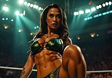 Watch This Muscular Amazon Wrestler Flex Huge Muscles in Bikini Domination