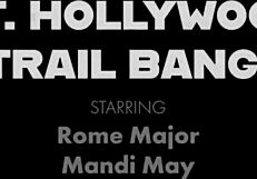 Mandi bends over for Rome Major's big black cock pounding her huge ass outdoors.