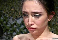 Dom lesbian straps on chokes whips bound babe deepthroat gags assfucking submission