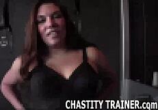 bound femdom locks your cock in permanent chastity device stopping all jerking off forever