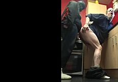 shy girl pegs small cock boyfriend bent over with huge strapon dildo