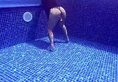 i find stranger with huge ass masturbating poolside swap dildo for real cock