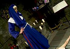 imagine a possessed blonde nun slave licking perverted heels stockings tight pussy toys