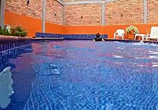 i find stranger with huge ass masturbating poolside swap dildo for real cock