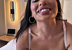 i spot reyna belle in lingerie sucking cock then ride her rough till screams