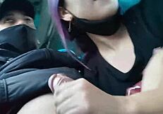 blowjob then creampie fuck on public bus